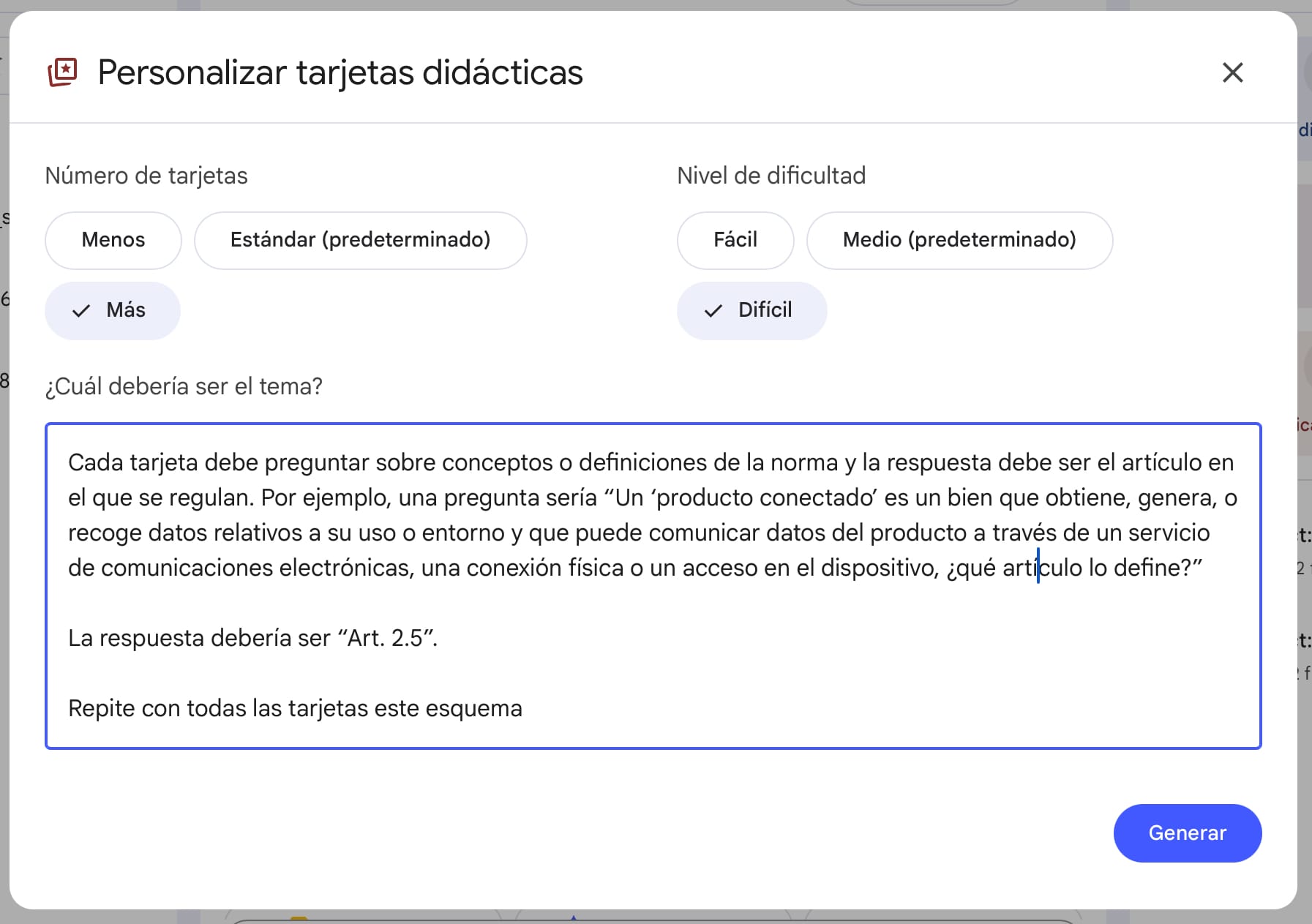 Usos legales de flash cards, cuestionarios e informes en NotebookLM