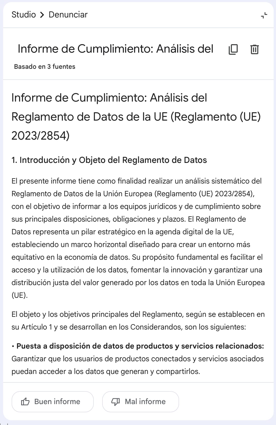 Usos legales de flash cards, cuestionarios e informes en NotebookLM